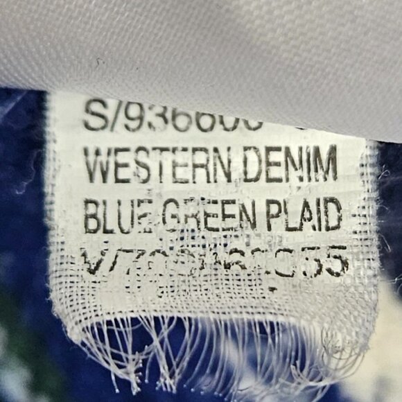 GAP Slim Fit Western Denim Blue/Green Plaid Pearl Snap Shirt/Shacket XXL - Picture 5 of 7